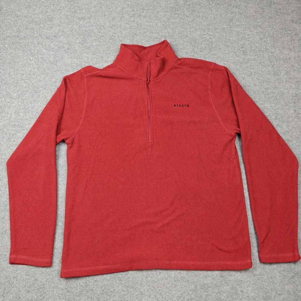 Killik Pullover Mens Large Red Fleece 1/4 Zip Long Sleeve Hiking Hunting